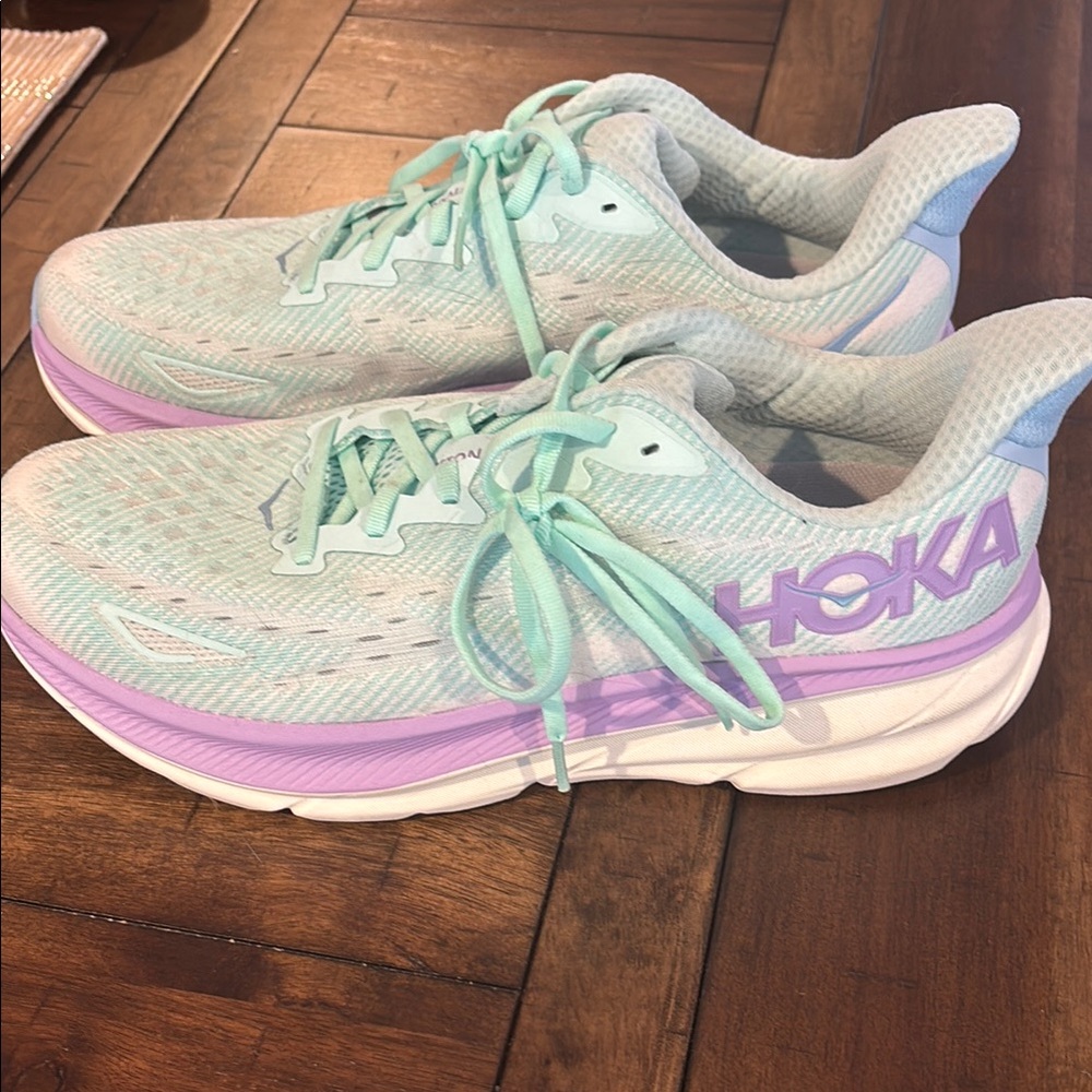 Hoka Mint and Lavender Running Shoes